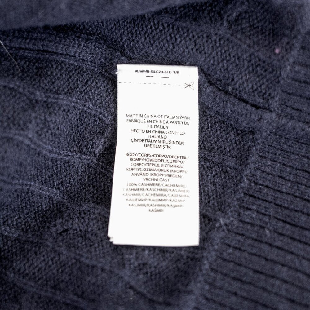 Polo Ralph Lauren 100% Cashmere Double Breasted Soft Cable Knit Navy Cardigan XS - Picture 10 of 11